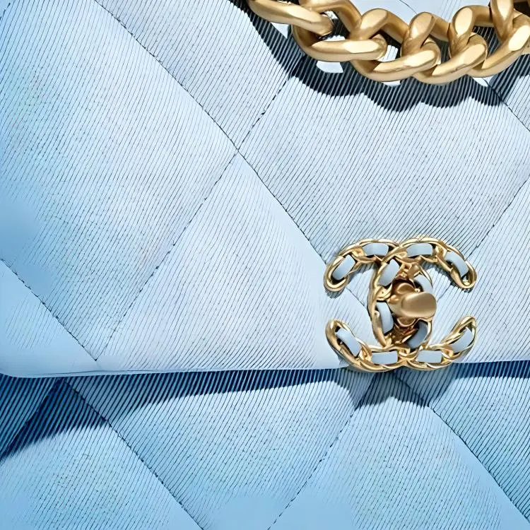 CHANEL 19Bag Denim Fabric Crossbody Bags Tubas Women's Blue & Light Blue-3