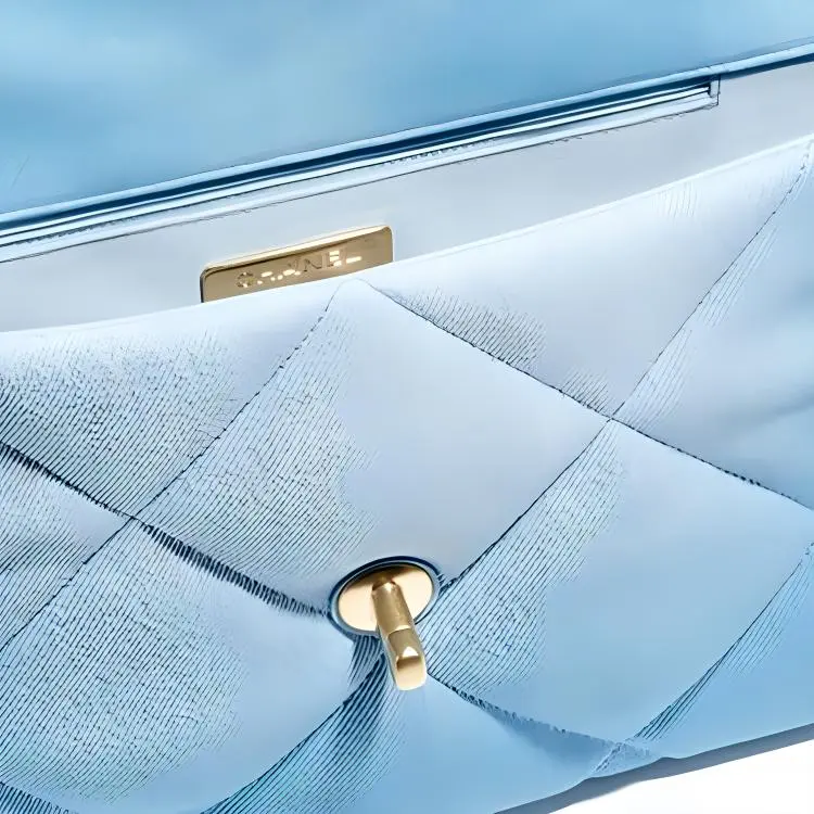 CHANEL 19Bag Denim Fabric Crossbody Bags Tubas Women's Blue & Light Blue-4