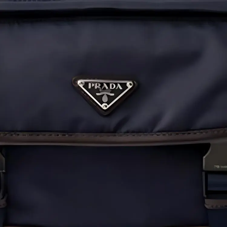 PRADA Recycled Nylon Shoulder Bag Trumpets Men's Blue & Coffee-7