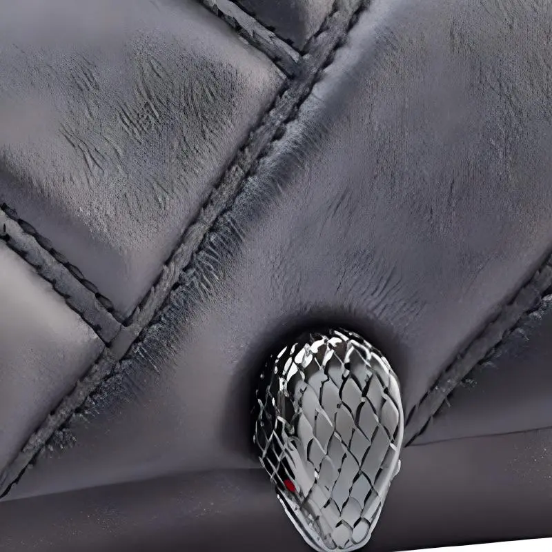 BVLGARI Serpenti Cabochon Calfskin Crossbody Bag Shoulder Bag Mini Women's Gray-1