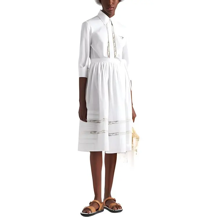 PRADA Lace-detailed Shirt Dress-1