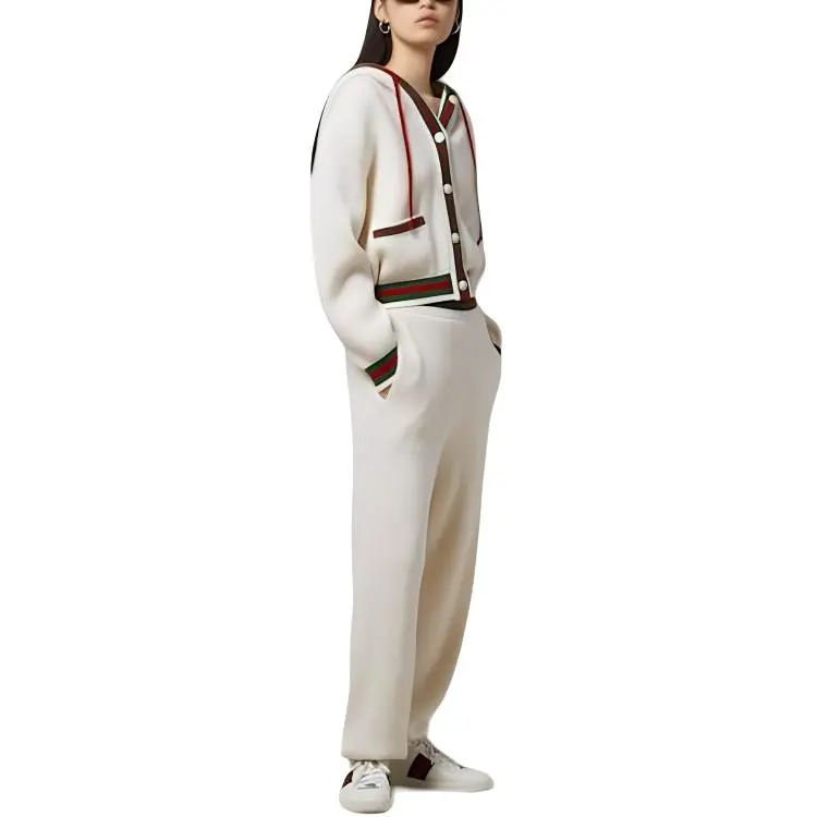GUCCI SS24 Knitted Sports Pants Women's Ivory White-3