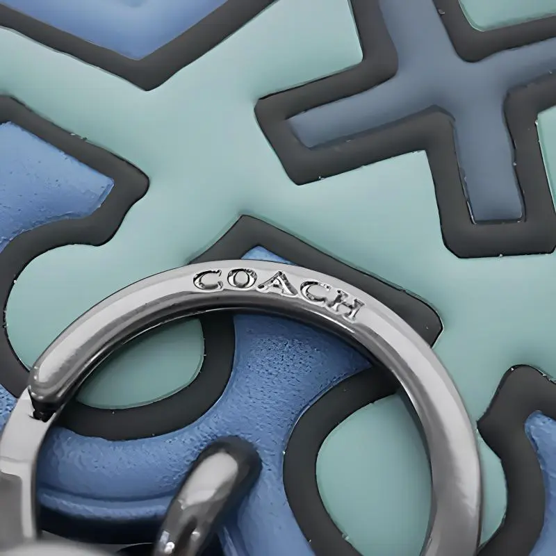 COACH X Keith Haring Collaboration Smooth Leather Keychain Bag Accessory Bag Unisex Denim Blue-3