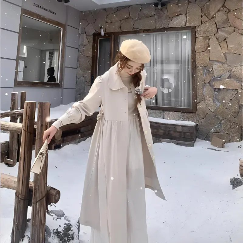 TURN UP Long-Sleeved Dresses Women's Apricot-2