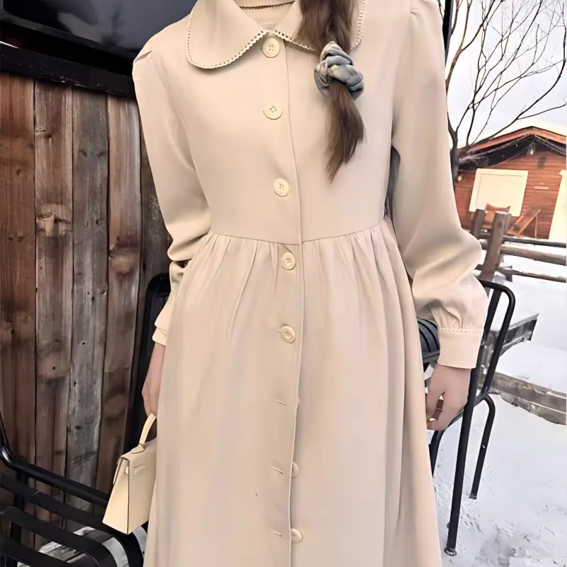 TURN UP Long-Sleeved Dresses Women's Apricot-5