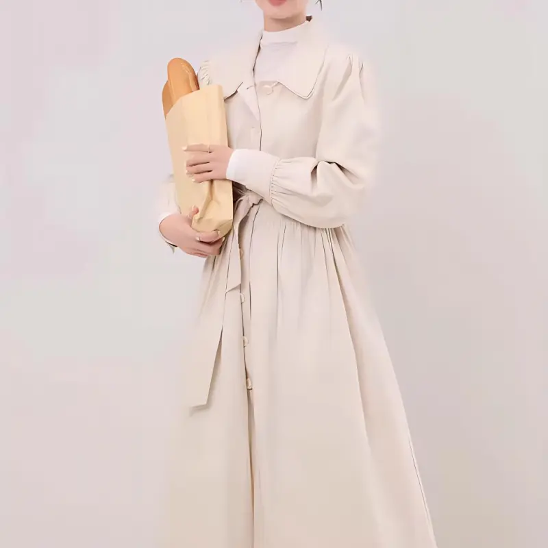 TURN UP Long-Sleeved Dresses Women's Apricot-6