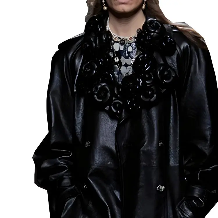 CHANEL Leather Jackets Women's Black-5
