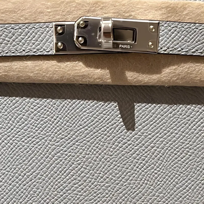 HERMES Mini Kelly 2nd Generation Epsom Leather Handbag Women's 8U Glacier Blue Inner Color 08 Holy Cup Blue-1