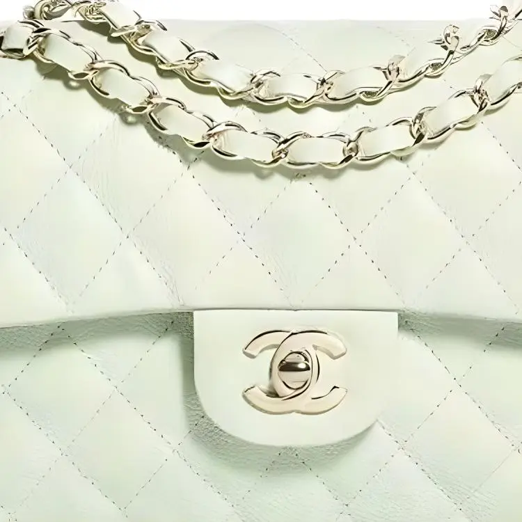 CHANEL Classic Flap CF Grain Embossed Calfskin Handbag, Shoulder Bag, Crossbody Bag Trumpets Women's Light Green-1