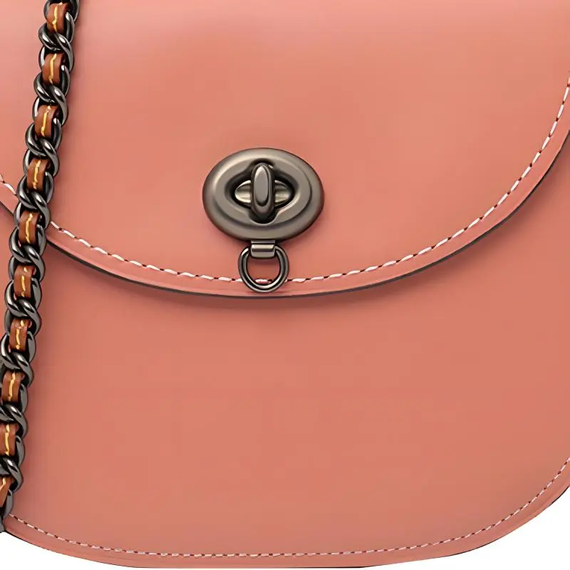 COACH Turnlock Leather Saddle Bag Shoulder Bag Crossbody Bag Small Size Women's Leather Pink-4