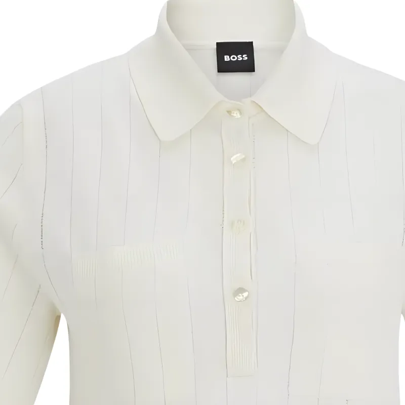 HUGO BOSS Ribbed Linen blend Polo Shirt-3
