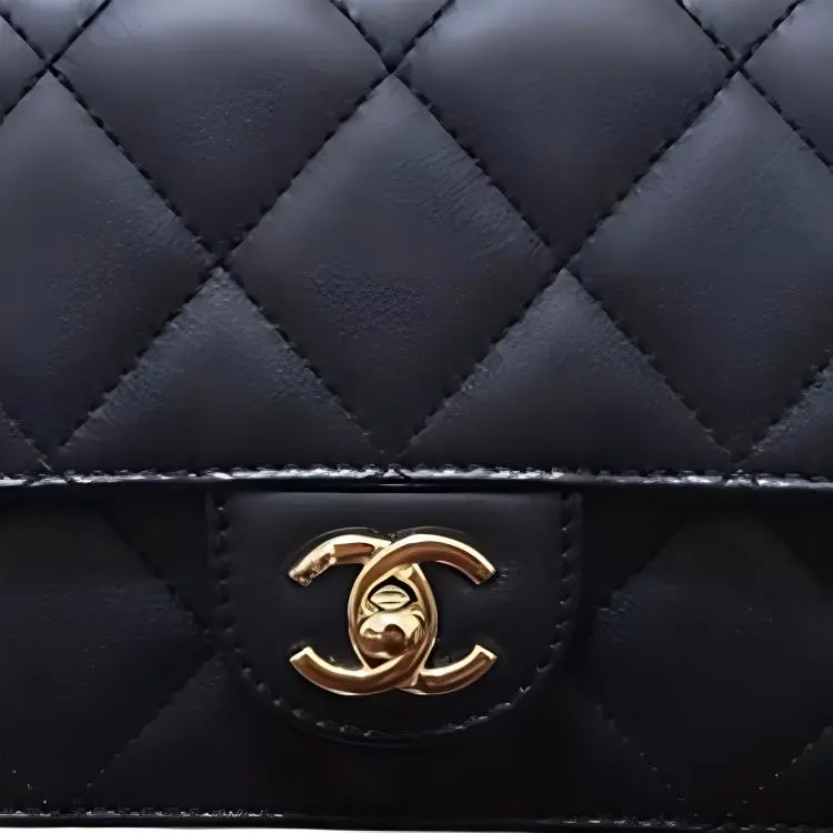 CHANEL Classic Flap CF Cow Leather With Leather Handbag Women's Black-1
