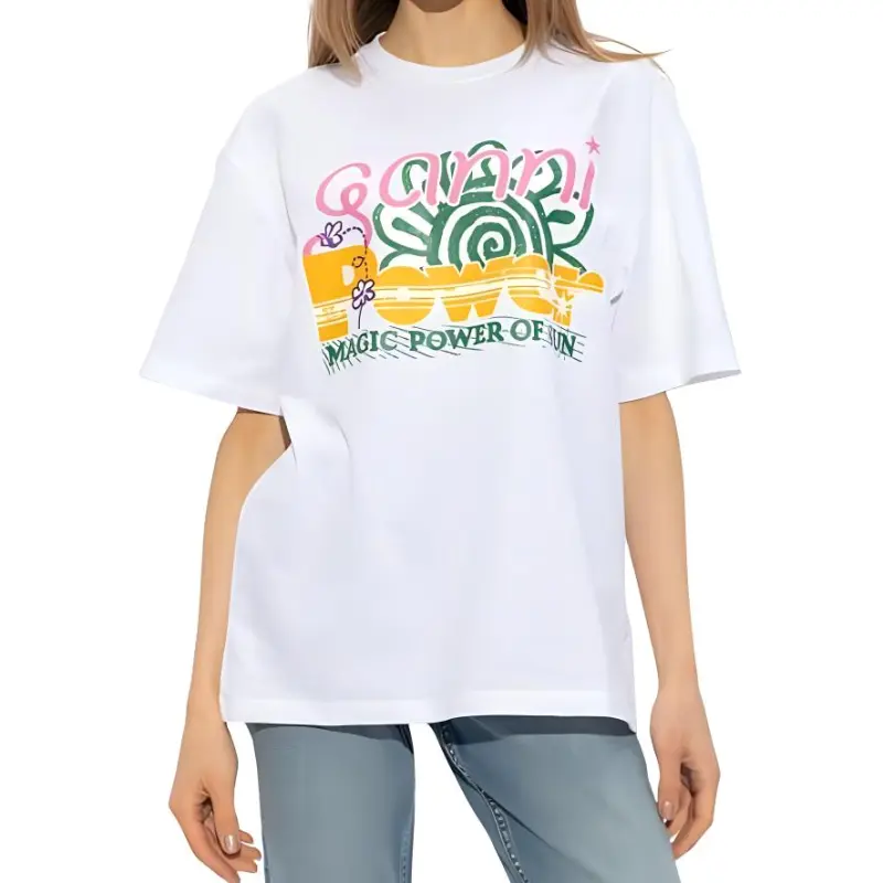 GANNI Graphic print Organic cotton Blend T shirt-2