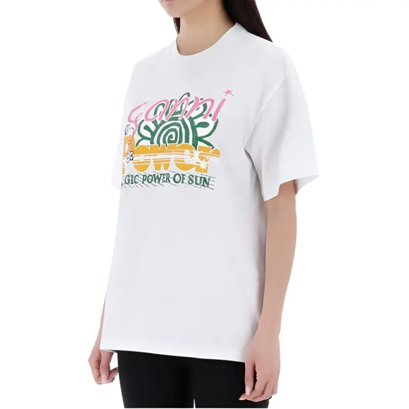 GANNI Graphic print Organic cotton Blend T shirt-3