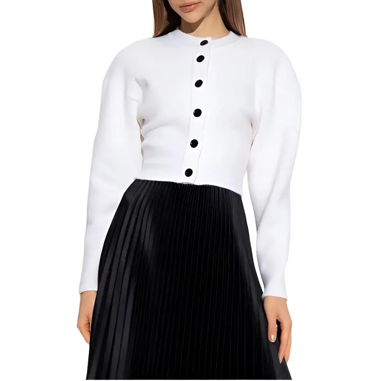 Alaia Buttoned Crewneck Cropped Cardigan-2