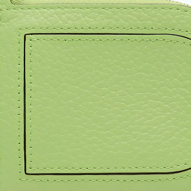 Delvau Pin Taurillon Soft Grain Leather Card Holder Women's Apple Green-3