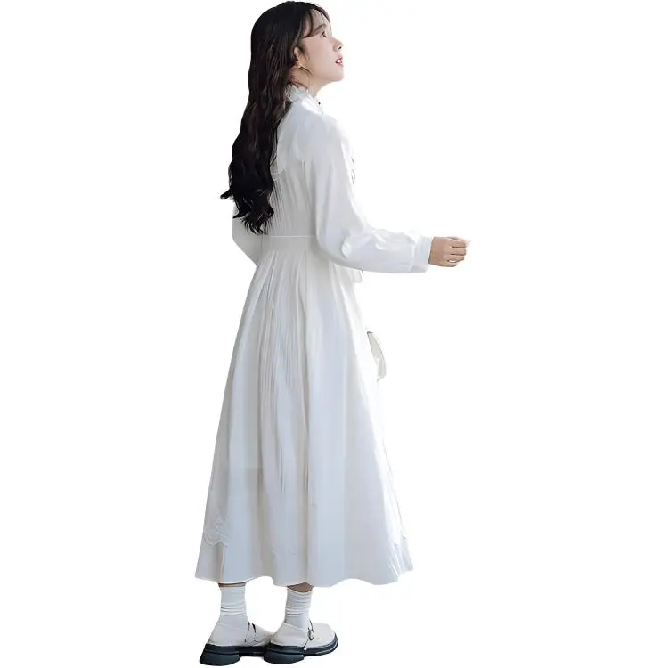 LSVE Long-Sleeved Dresses Women's White-0