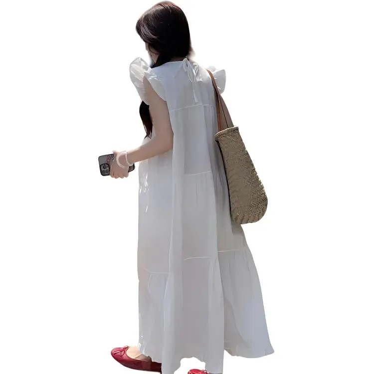 DOSOHEB Short-Sleeved Dresses Women's White-0