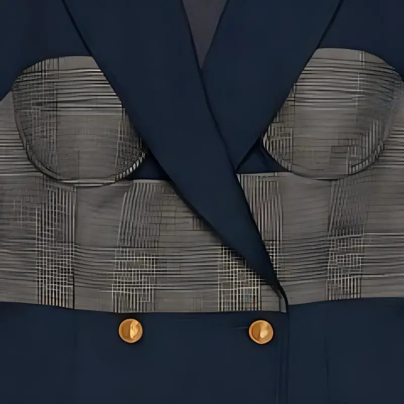 GUCCI Double Breasted Corset Blazer Navy-4