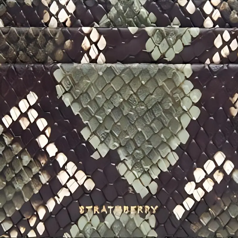 Strathberry Snakeskin Print Leather Card Holder Women's Green & Brown-3