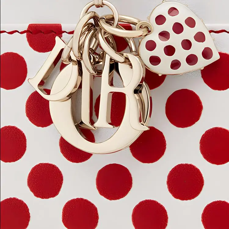 DIOR Lady Dior Cow Leather Card Holder Card Holder Women's Red White-2