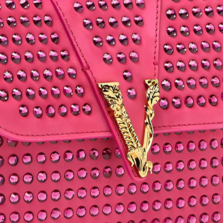 VERSACE Suede Shoulder Bag Crossbody Bag Women's Pink-3