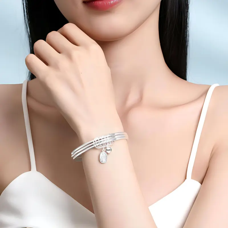 IS YOU 999 Fine Silver Bangles Women's-4