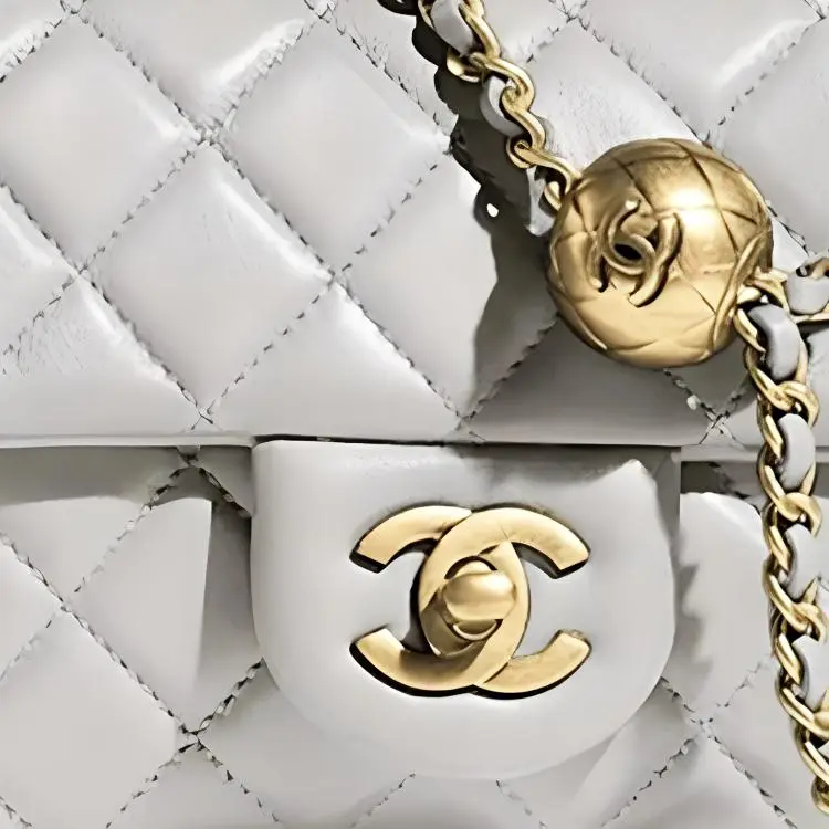CHANEL Classic Flap CF Sheepskin Shoulder Bag, Crossbody Bag Mini Women's Light Gray Green-2