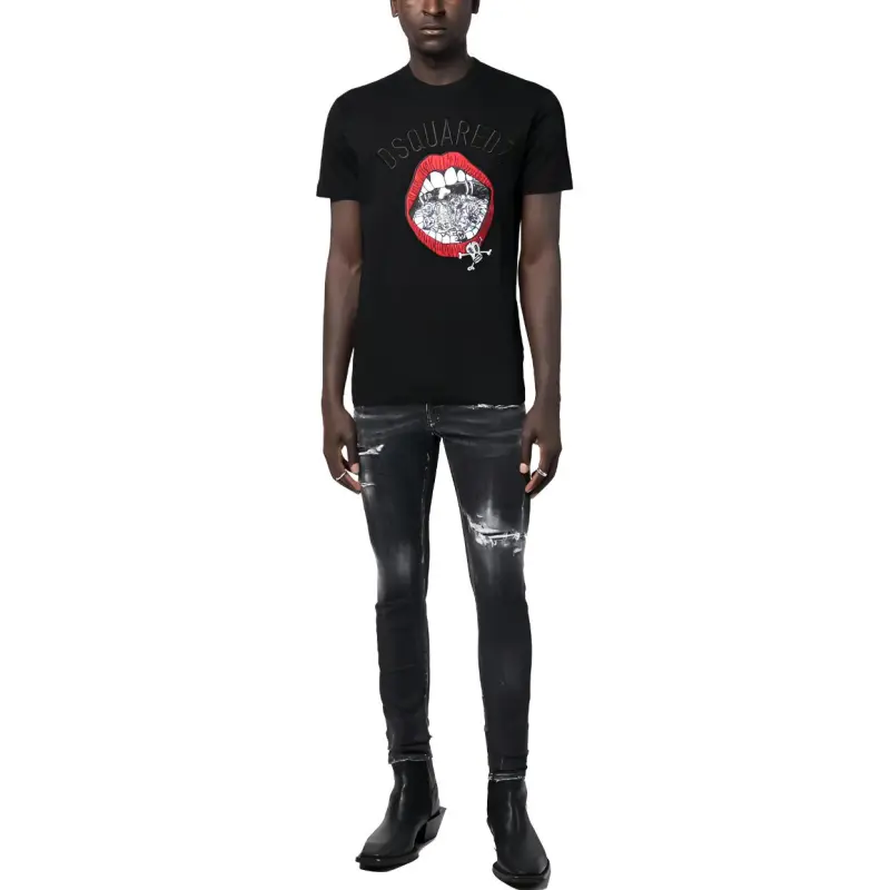 DSQUARED 2 Graphic Embroidered Crewneck T Shirt-2
