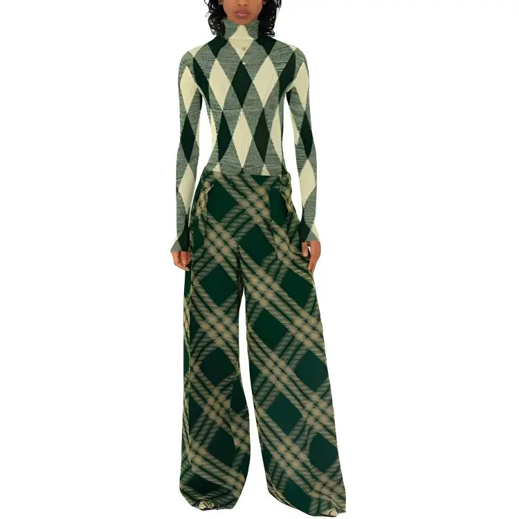 Burberry SS24 Casual Pants Women's Cherry Blossom Grass Green-2