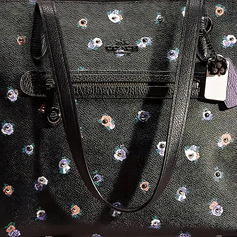 COACH Taylor Pebbled Leather With Canvas Accents Handbag Tote Bag Shoulder Bag Large Size Women's Black-3