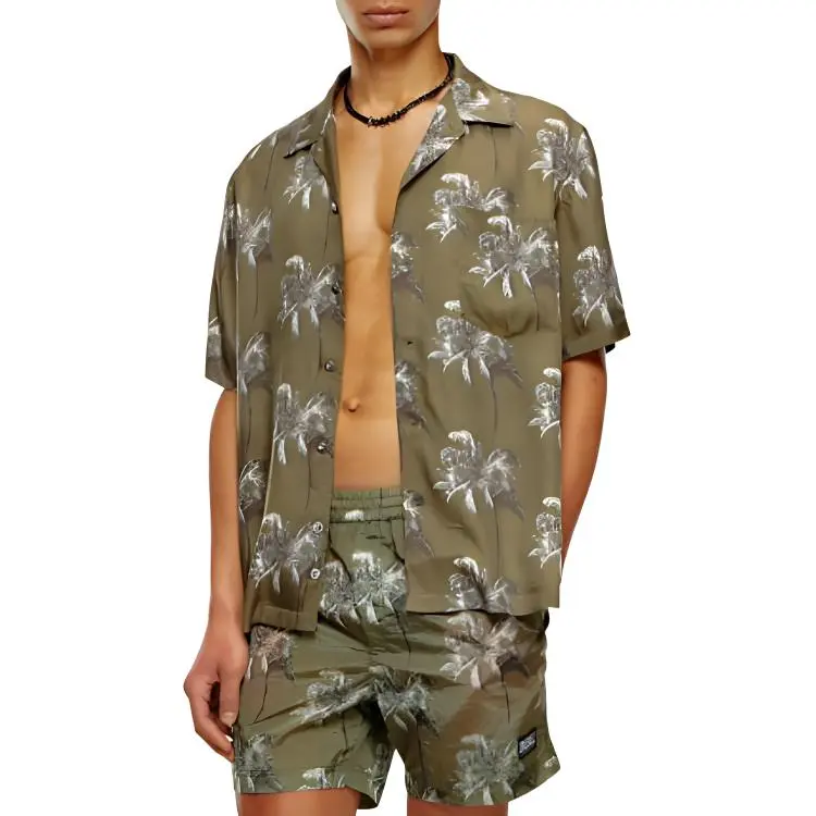 DIESEL Bmowt Adrian Palm Tree Printed Buttoned Shirt-1