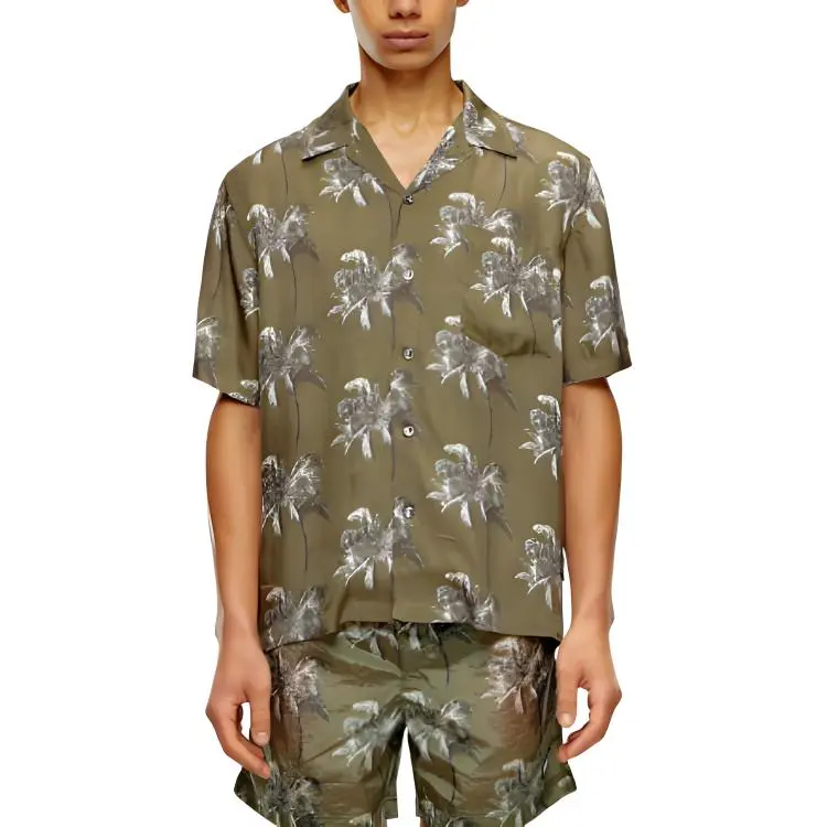 DIESEL Bmowt Adrian Palm Tree Printed Buttoned Shirt-3