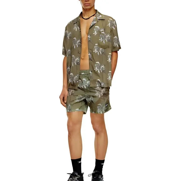 DIESEL Bmowt Adrian Palm Tree Printed Buttoned Shirt-4