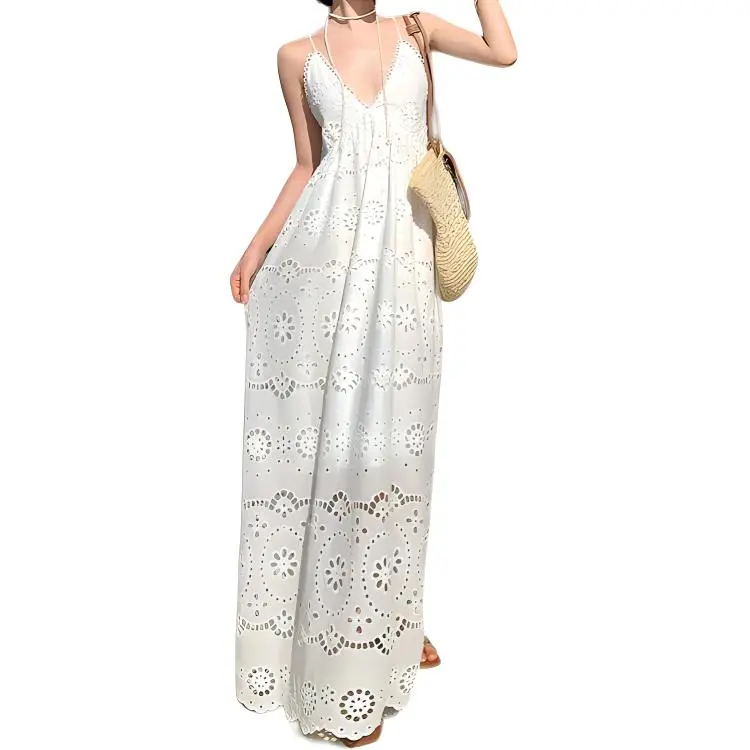 DOSOHEB Slip Dresses Women's White-3