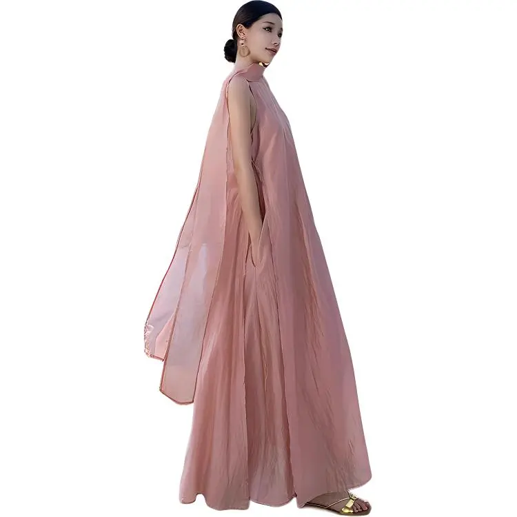 DOSOHEB Sleeveless Dress Women's Pink-1