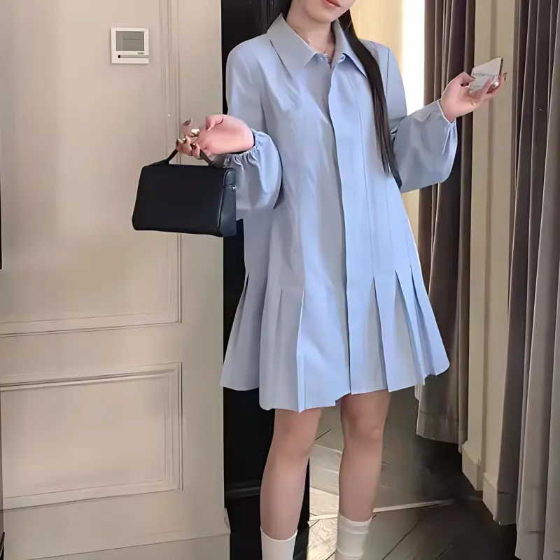 TURN UP Long Sleeved Dresses Women's Sky Blue-3