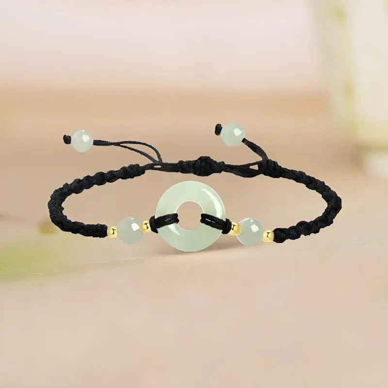 ZHOUBAIFU Bracelets Pale Greenish White Jade Unisex-1