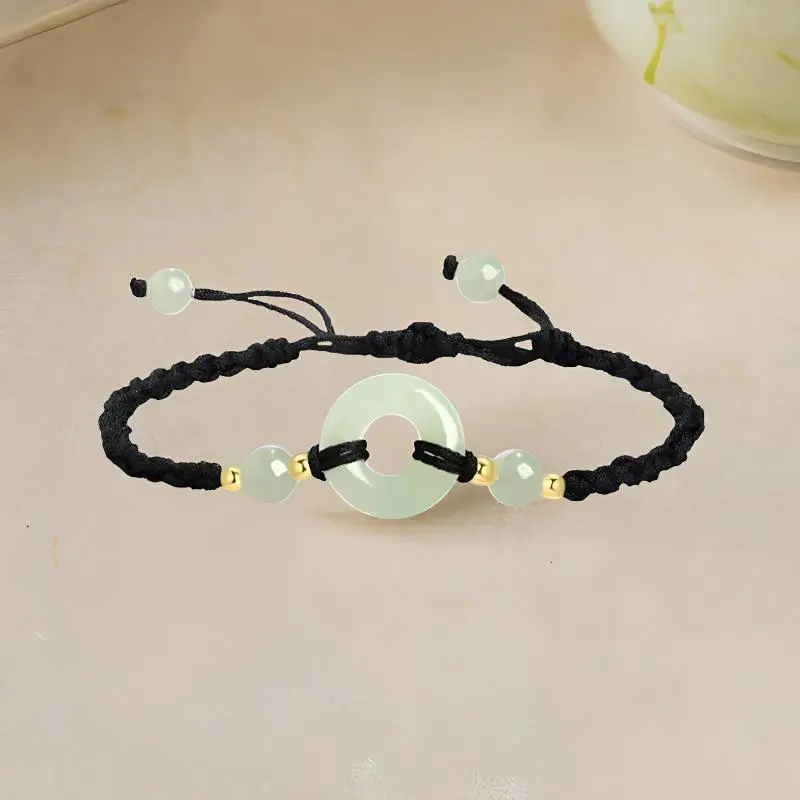 ZHOUBAIFU Bracelets Pale Greenish White Jade Unisex-2