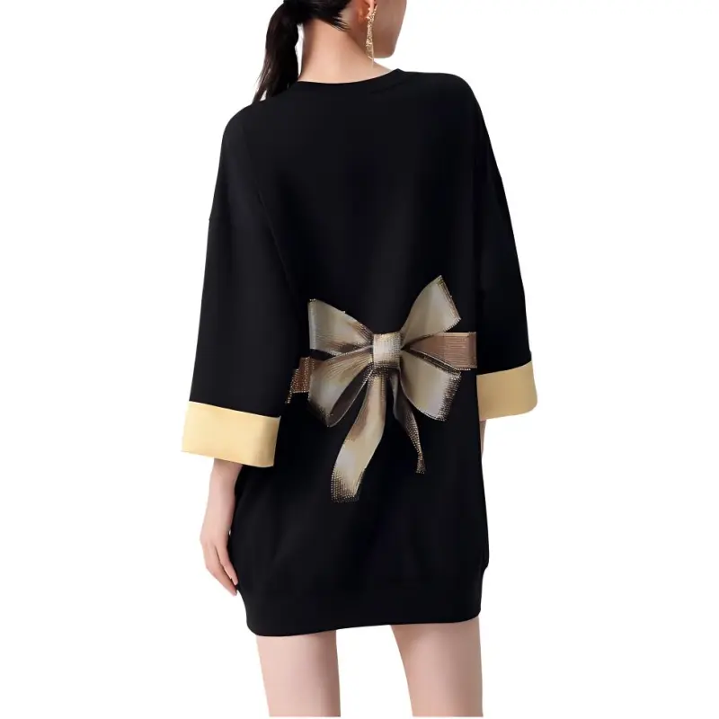 TCH Short Sleeved Dresses Women's Black-4
