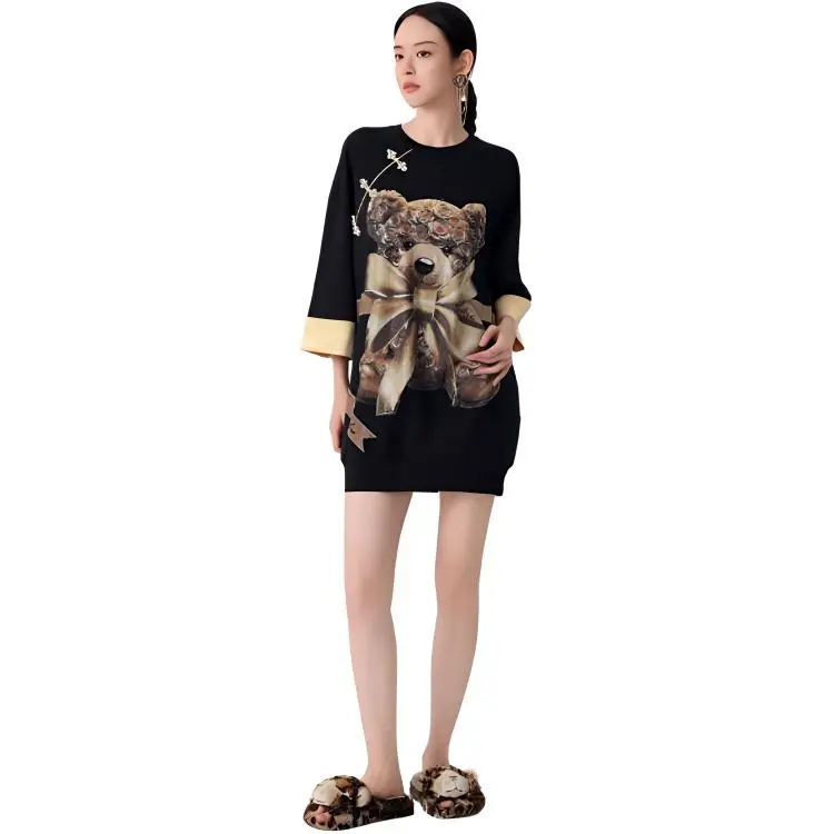 TCH Short Sleeved Dresses Women's Black-3