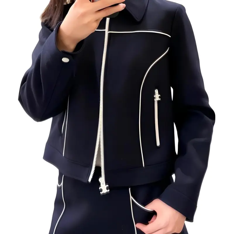 CELINE Chelsea Blouson Jacket In Gauffered Double Wool-3