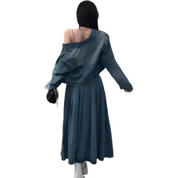 DOSOHEB Skirt Set Women's Dark Blue