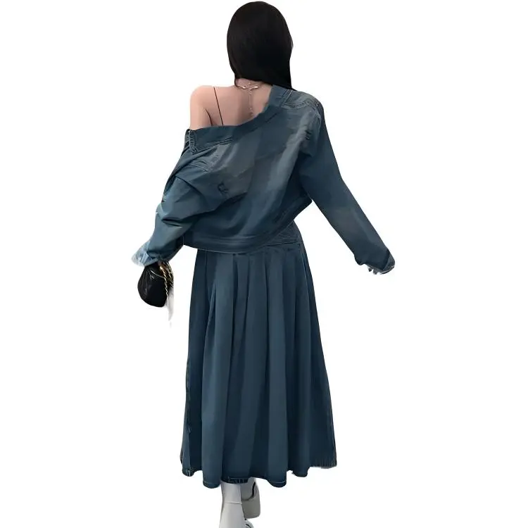 DOSOHEB Skirt Set Women's Dark Blue-0