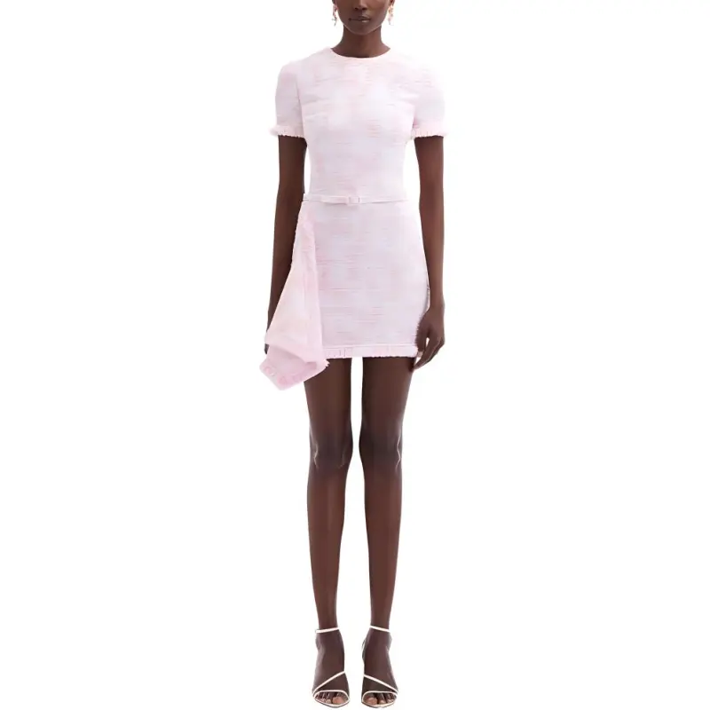 Oscar De La Renta Textured Tweed Draped Minidress-1