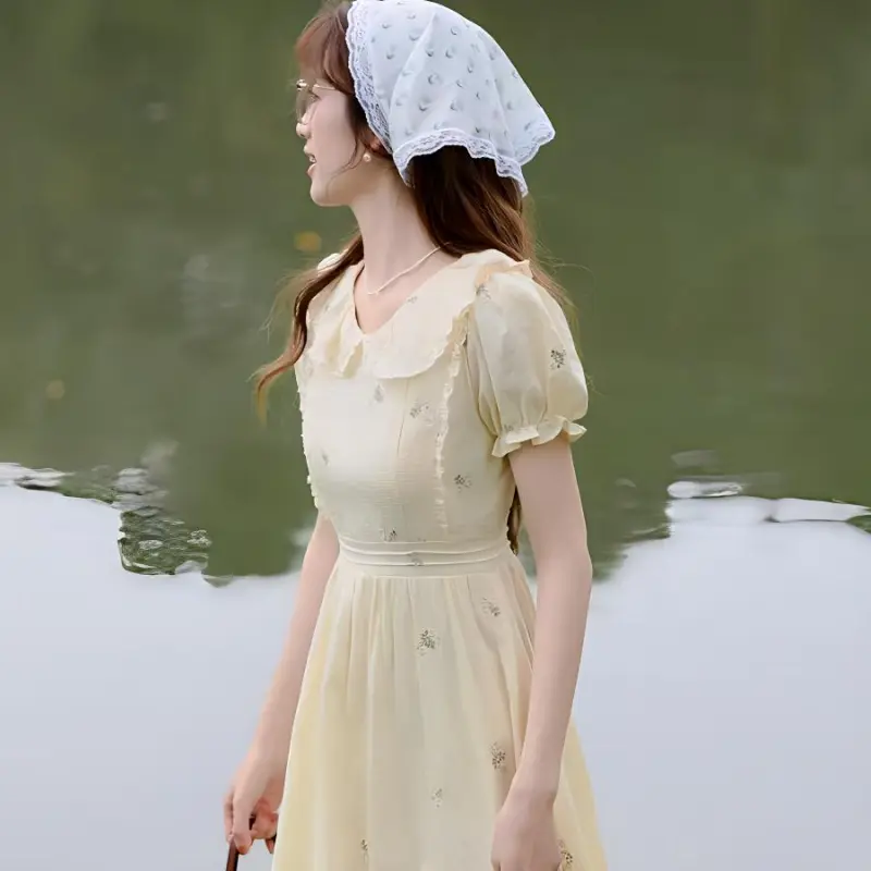 KKX Short Sleeved Dresses Women's Apricot-3