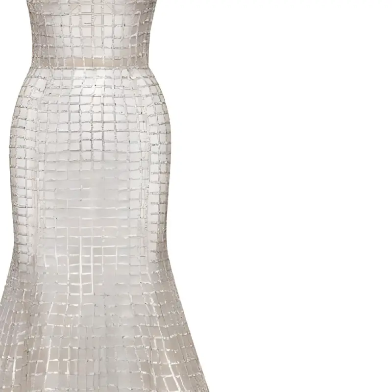 Oscar De La Renta Crystal-grid Embroidered Trumpet Dress-2