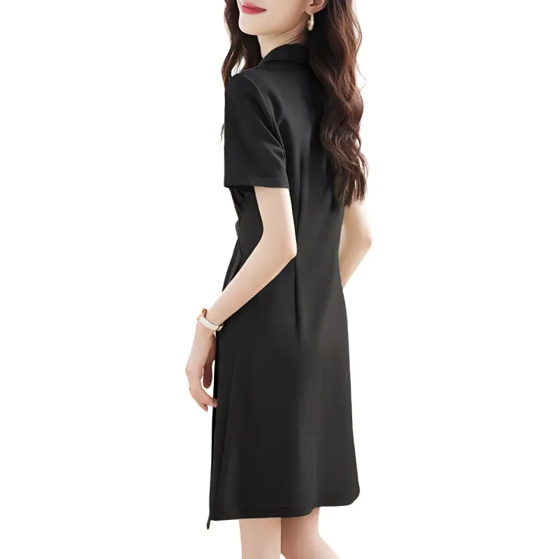 Mo Han Yi Mei Short Sleeved Dress Women's Black-3