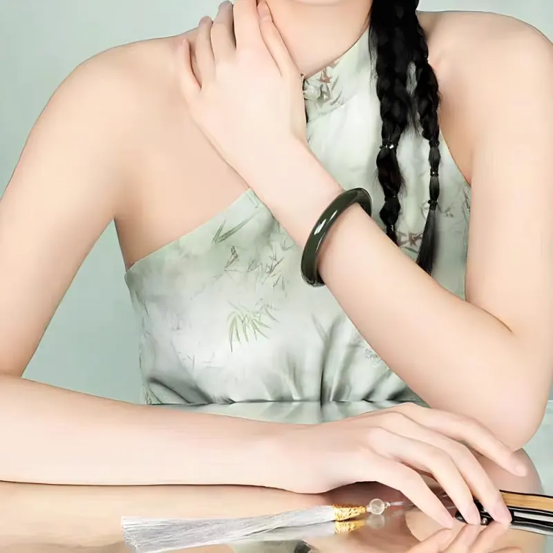 Master Kim Hetian Jade Bangles Green Jade Women's-3