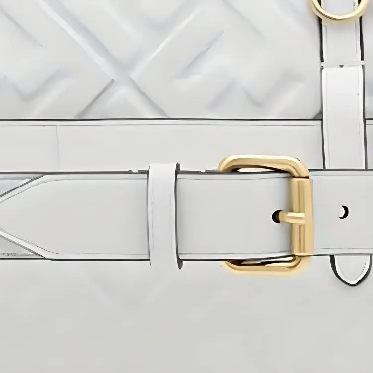 FENDI Lambskin Fanny Pack, Sling Bag, Shoulder Bag, Crossbody Bag, Handbag Women's White-3